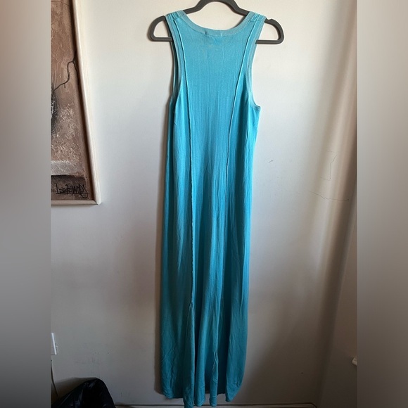 NWT RAFFI Cotton Sears Turquoise High Low Long Maxi Sleeveless Stretchy Dress - Picture 8 of 10
